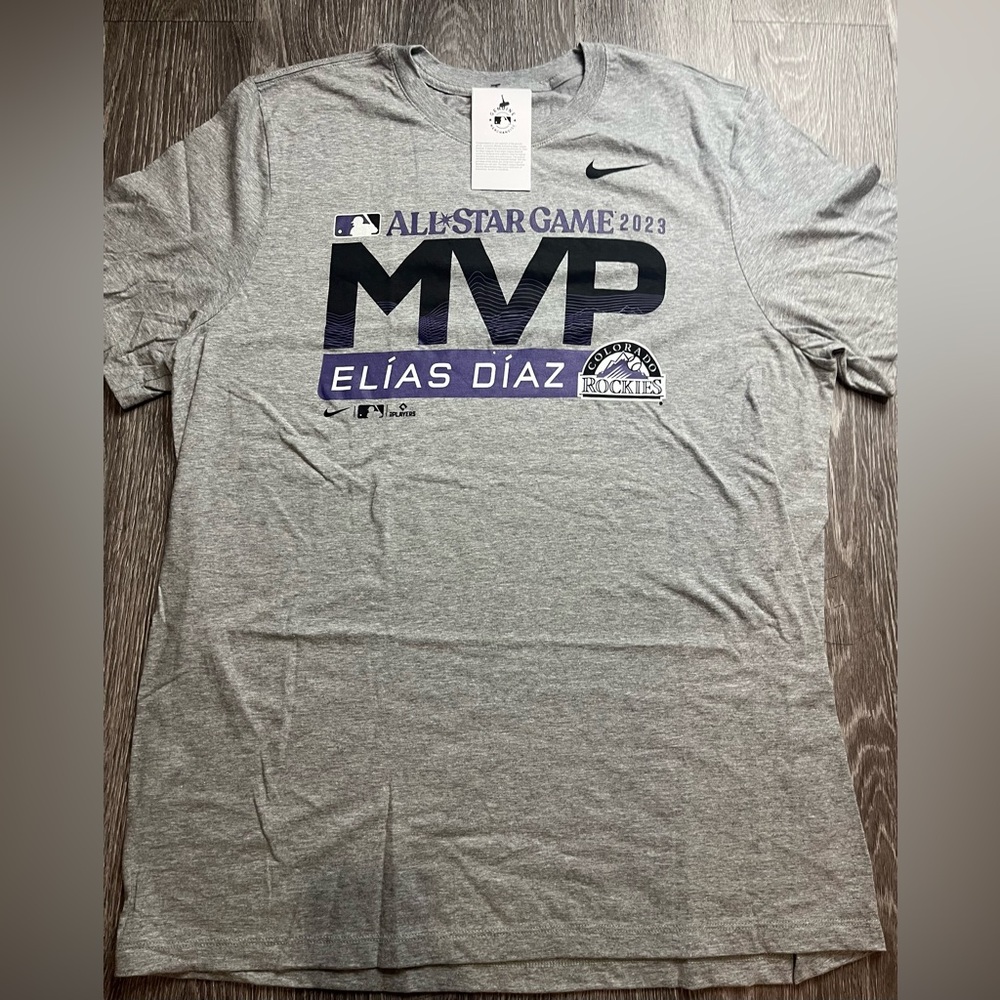 Elias Diaz Nike 2023 MLB All-Star Game MVP T-Shirt - Heather Gray Colorado
